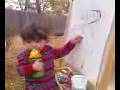 painting in the back yard