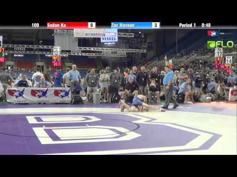 SODAN - Round 2 match of the 2013 USAW Junior Freestyle Nationals with Sodan Ka from Minnesota vs Zac Hanson from Washington at 100 lbs. Copyright USA Wrestling 2012...
