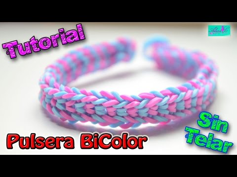 ♥ Tutorial: Pulsera Bicolor de gomitas (sin telar) ♥