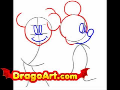 how to draw mickey n minnie