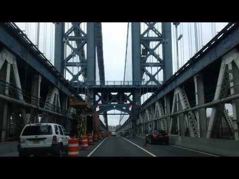 Manhattan Bridge - A nice drive on a Saturday morning in September....traffic is light but rainy. Taking the Brooklyn Queens Expressway over the Manhattan Bridge onto Canal Str...