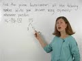Access full lesson containing this video at: http://www.yourteacher.com/prealgebra/primefactorization.php Students learn that the prime factorization of a number is the given number written as the product of its prime factors. For example, to find the prime factorization of 45, use a factor tree to find that 45 is 5 x 9, and 9 is 3 x 3. So the prime factorization of 45 is 5 x 3 x 3, or 5 x 3^2. Note that the prime factorization of a prime number, such as 23, is the number itself.