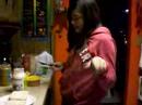 Samantha making a bologna sandwhich