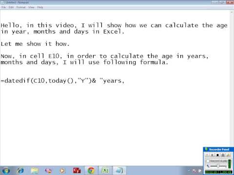 how to calculate age in excel
