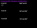 Finding GCF of Numbers and Monomials