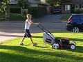 Parker Mowing the Lawn