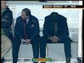 Coach Rijkaard hits dugout after Espanyol Goal against Barca