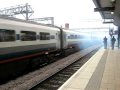 EMT's 43064 & 43045 leave Leeds in classic Valenta style.Leading the train is 43064, one of a few still fitted with 'Valenta' power units, rather than Paxman VP185s as per most of the EMT fleet. Bringing up the rear is VP185-fitted 43045 and, sorry folks, but you can see why VP185s are a good thing!Ones the HST clears the main screen, a little TPE cl.170/3 turbostar ventures into the haze, contrasting rather with the sheer size of the HST! :D