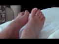 This is the 3rd of the Devon series of French Pedicure with Mistress relaxing on a large bed overlooking the sea. Amazing close-ups of her beautiful toes as she spreads them wide for the camera and our humble delectation. Truly a queen.