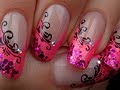 French Manucure Rose Échancrée Avec Arabesques / Pink French Manicure With Arabesque Designs