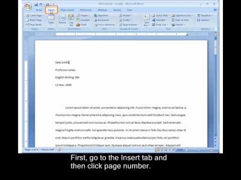 how to properly number pages in word