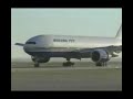 Boeing 777 on final approach in high cross wind compo