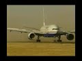 Boeing 777 on final approach in high cross wind compo