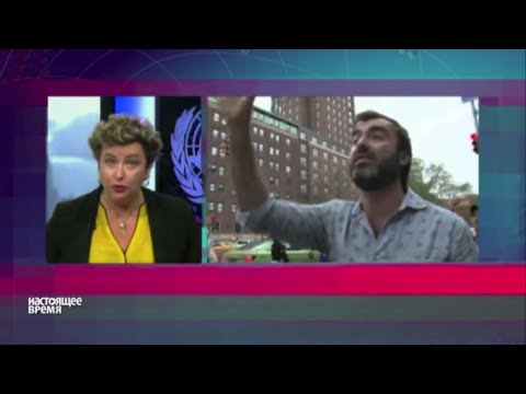 EDI’s Peter Zalmayev (Залмаев) confronts pro-Putin demonstrators, Columbia University, Sept 29, 2015