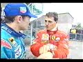 Michael Schumacher complains Giancarlo Fisichella about Damon Hill blocking him.