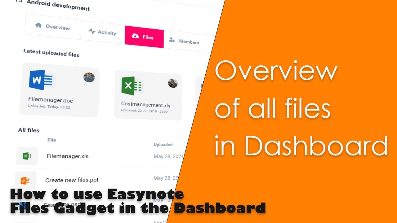How to use Files gadget in Easynote Dashboard- Get overview of all files, in one single place!