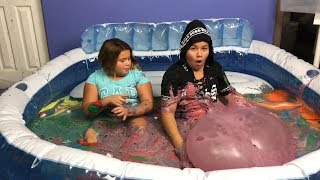 MIXING ALL OUR GIANT SLIMES IN A POOL - GIANT SLIME SMOOTHIE