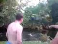jumping into river crane