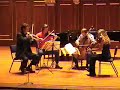 st. lawrence string quartet in rehearsal at jordan hall, boston november 18th, 2007.  playing a bit of beethoven.

the st. lawrence string quartet

geoff nuttall, violin
scott st. john , violin
lesley robertson, viola
christopher costanza, cello

having walked on stage together over 1800 times in the past eighteen years the st. lawrence string quartet (slsq) has established itself among the world-class chamber ensembles of its generation. in 1992, they won both the banff international string quartet competition and young concert artists international auditions, launching them on a performing career that has brought them across north and south america, europe and asia.

the long awaited initial recording of the st. lawrence quartet, schumann's first and third quartets, was released in may 1999 to great critical acclaim. the cd received the coveted german critics award, the preis der deutschen schallplattenkritik, as well as canada's annual juno award. bbc music magazine gave the recording its 