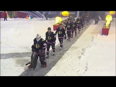 Field - The Pittsburgh Penguins and Chicago Blackhawks make their way to the rink before the 2014 Coors Light NHL Stadium Series at Soldier Field.