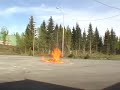 Potato Cannon (Combustion) Shooting 1 Liter Gasoline Firebombs