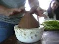In October 2004 I shot this brief video of Ana Trillo, a potter in Juan Mata Ortiz, Mexico. Shefirst forms the clay in a dish, then works it by hand and smooths the shape using a hacksaw blade.