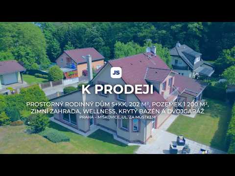 Video Rodinný dům 5+kk, 202 m2, pozemek 1 200 m2, zimní zahrada, bazén, dvojgaráž, Praha, Miškovice