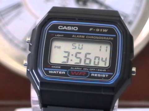 how to set time on casio f-91w