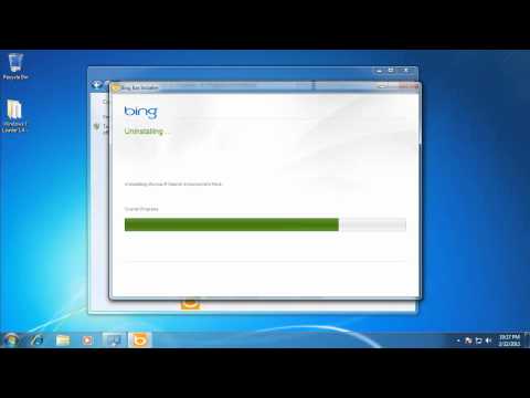 how to uninstall bing windows xp