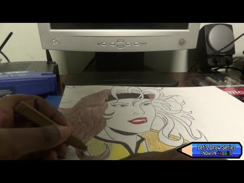 how to draw rouge from x-men step by step