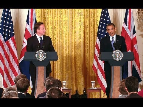 conference - President Obama and Prime Minister David Cameron hold a joint press conference in the East Room of the White House. May 13, 2013.