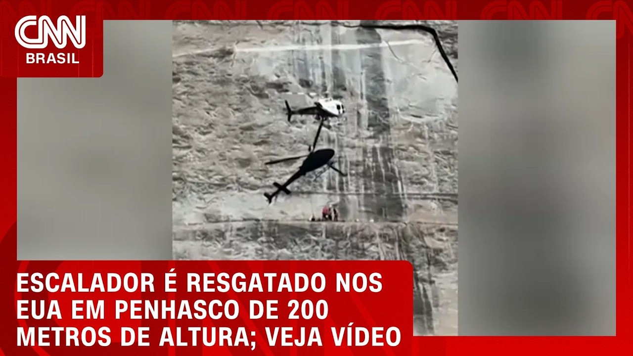 Vídeo: escalador é resgatado nos EUA em penhasco de 200 metros de altura | CNN BRASIL