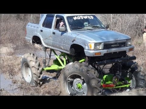 trucks - Several of the giant mud trucks hitting the third hole on the trail that day at Sabine River Rats near Marshall, Texas - 2/5/11. In-cab GoPro view from JTarv...