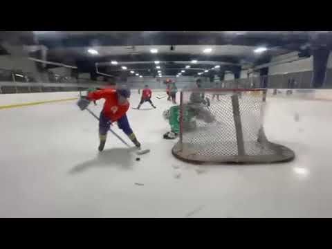 Goalie bites on good deke and then scores