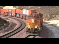 BNSF stack train climbing up the Cajon Grade