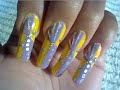 Lilac Yellow Silver Gift Wrap Nail Art Part 1