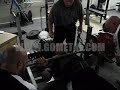Ano Turtiainen, training bench 310 kg with METAL Bash shirt