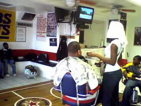 barberette - my sister and me and the kids at the shop talkin trash......lol.