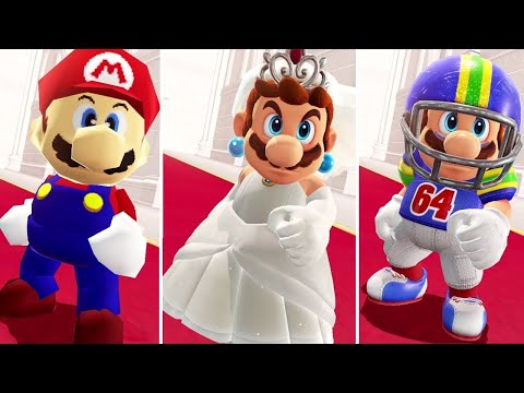 Super Mario Odyssey - All Bowser's Reactions to Mario Costumes + Invisible Mario Vs. Final Boss