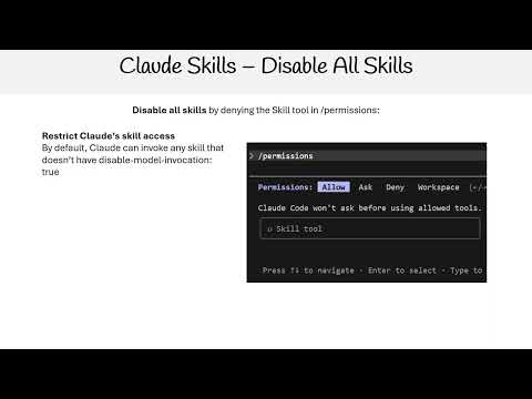 Claude Code Essentials - Disable All Skills