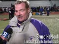 lancaster catholic coach bruce harbach chatting with reporters right after the game. www.lancsports.com