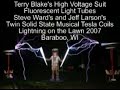 Dr Zeus w LightSabers vs Twin Musical Tesla Coils