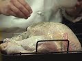 Tip: If your pan becomes dry, you can add chicken broth to the pan as needed. Remove turkey from oven when turkey reaches about 150 F. Let it rest for 30 minutes and the temperature should carry over to 165 F, the safe temperature for eating turkey. Carve and serve with your favorite mashed potatoes, stuffing, and accompaniments. ... best turkey recipe recipes tips how to roast Thanksgiving Christmas cook cooking times left over dinner youtube video cheftips chef Jason Hill show me long ...