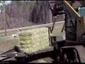 Skid Steer with pallet forks unloads a hay