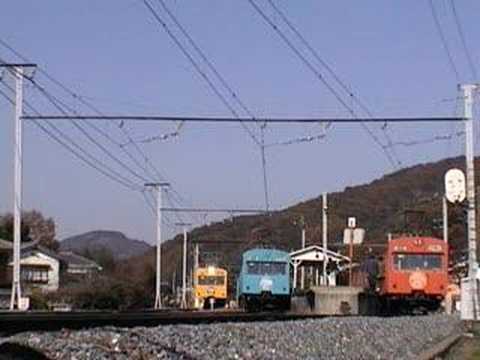 秩父鉄道　黒谷駅三倍交換（リバイバルカラー）