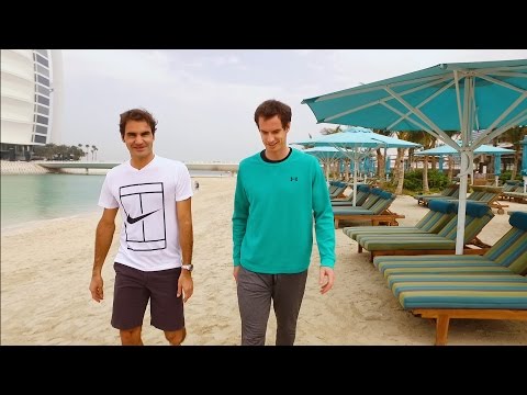Video: Roger Federer and Andy Murray play beach tennis at Dubai