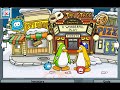 thx to watex for info: 1. talk to g. put the 3 tracking devices, the yellow duck, and the blue print on the wall into your inventory. 2. go to the ski lodge. pick up all the find four pieces. they are on the window seal, the stool under the phone, and under the ladder. 3. go up the ladder. pick up the find four pieces by the bricks, on the typewriter, on the table beside the phonograph, on the box, and on the box in the corner. 4. pick up the string on the rug. 5. go downstairs and talk to the penguins playing find four. give them the pieces. 6. go to the forest and pick up the sticks. 7. put the sticks, the blue print, and the string together to make a kite. put the kite on a transmitter. 8. go to the mountain. put the kite and transmitter on a poll. 9. go to the plaza and talk to the penguins. after the puffle blows a bubble, click the gum stuck between the penguins. take the bubble gum and put it on the yellow duck in your inventory. 10. go to the dock and help the penguin by pulling up the brown start handle. then borrow the penguins air pump. 11. put the air pump on the duck to inflate it. 12. go to the ice berg, and put the duck on the water. 13. go to the mine shack. talk to the penguin. 13. click and drag the wooden boards, making the metal beam drop on the left side. 14. click twice on the cart surfer cart that hass tipped over and weld all the cracks. 15. place the transmitter in the cart. click in the mine for the cart to go. 16. answer your spy phone and talk  ... 