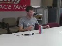 mandy miller talks with nascar driver kasey kahne.