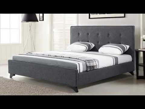 Beliani Polsterbett - Bett - Stoffbett inkl. Lattenrost - Doppelbett - Grau - AMBASSADOR - De