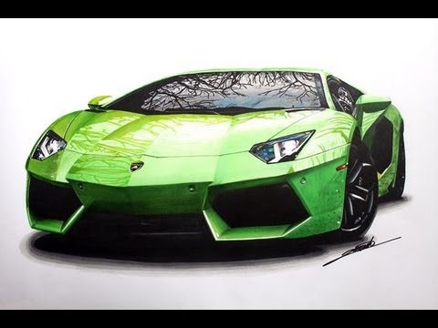 how to draw lamborghini aventador j